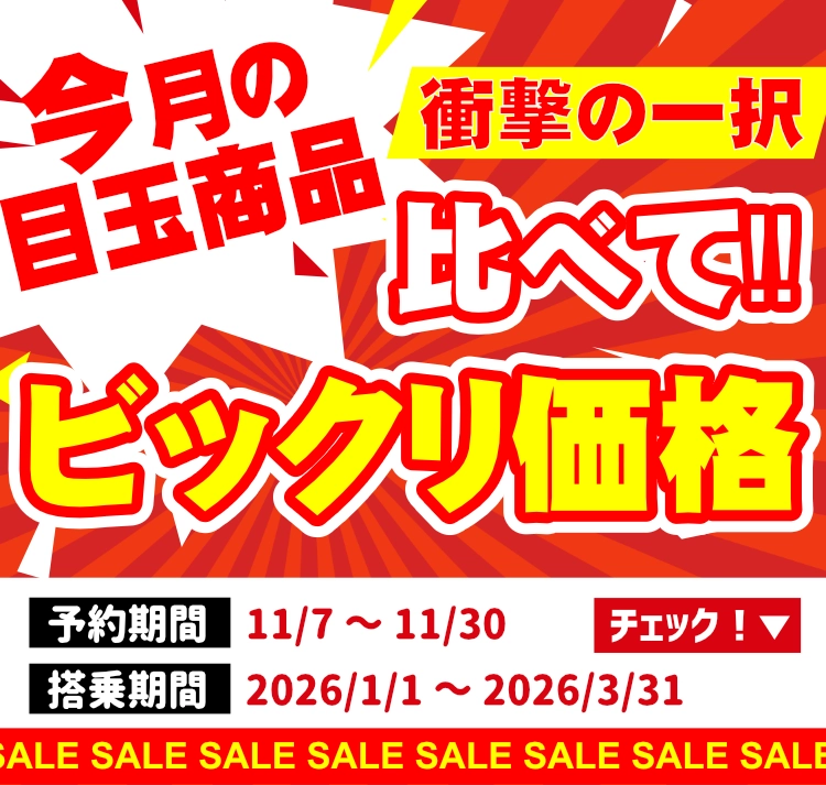 今月の目玉商品　衝撃の一択　比べてビックリ価格特集