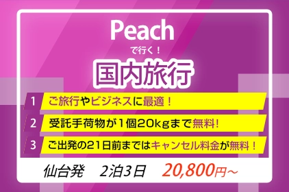 北海道旅行・ツアー：Peachで行！く国内旅行