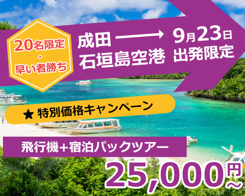 Peach 20名限定セール – たっぷり朝夜3日間！石垣島スペシャルプラン