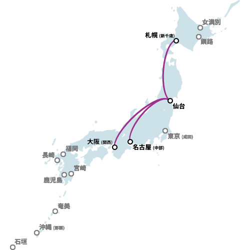 仙台空港就航路線